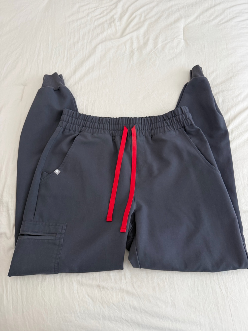 Figs Black Joggers with Red Drawcords